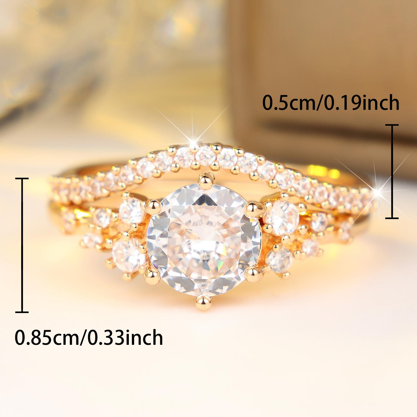 Luxurious Women's Ring Set with Round Synthetic Cubic Zirconia